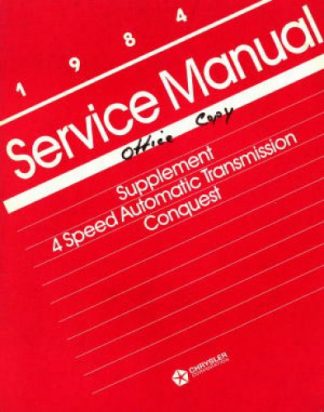 4 Speed Automatic Transmission Conquest Service Manual Supplement 1984