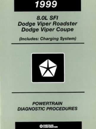 Dodge Viper Roadster and Coupe Powertrain Diagnostic Procedures Manual 1999 Used