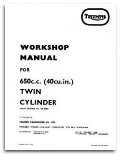 Triumph 650 Twin Cylinder Motorcycle Workshop Manual