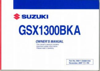 Official 2008 Suzuki GSX1300BKA K8 B-King ABS Factory Owners Manual