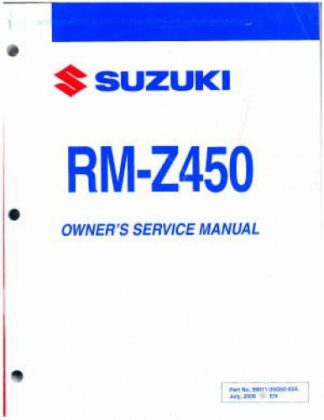 Official 2007 Suzuki RM-Z450 K7 Factory Owners Service Manual