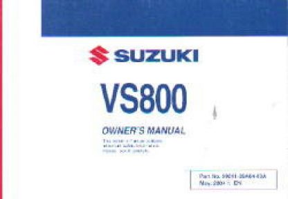 Official 1995 Suzuki VS800GL Factory Owners Manual