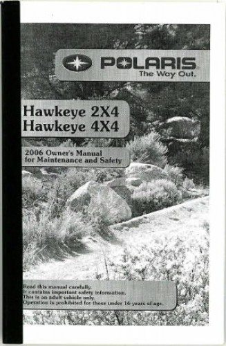 06 Polaris Hawkeye 300 2x4 4x4 Atv Owners Manual