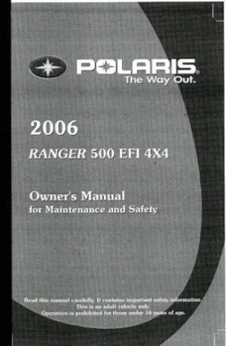 Official 2006 Polaris Ranger 500 4X4 EFI Owners Manual