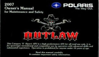 Official 2007 Polaris Outlaw 500 Owners Manual