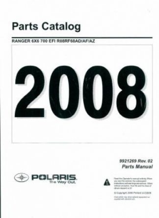 Official 2008 Polaris Ranger 6X6 700 EFI Factory Parts Manual