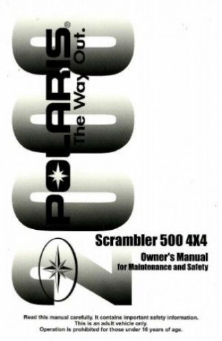 Official 2008 Polaris Scrambler 500 4X4 Factory Owners Manual