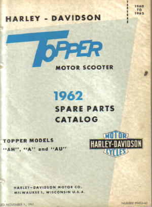 Harley-Davidson Topper Scooter 165cc AH A AU Parts Manual