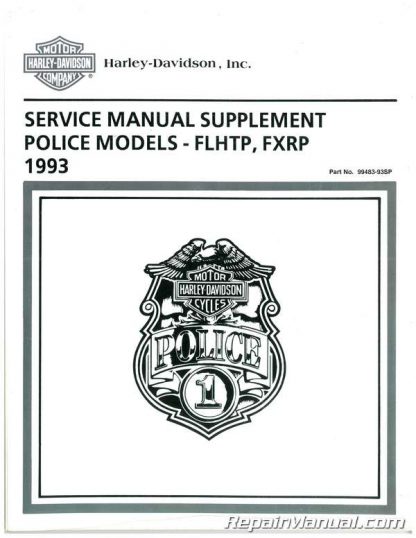 Official 1993 Harley-Davidson FXRP and 1993 Harley-Davidson FLHTP Police Service Manual Supplement