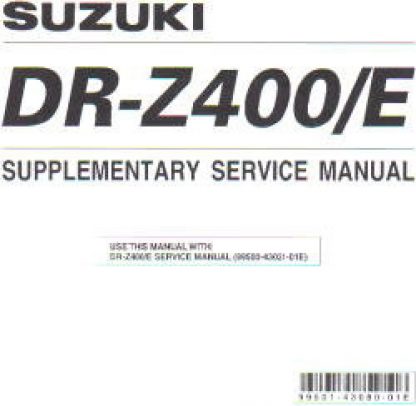 Official 2002 Suzuki DR-Z400EK2 Factory Service Manual Supplement