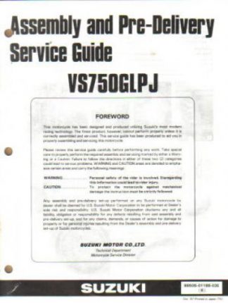 Used Official 1988 Suzuki VS750GLPJ Intruder Assembly Manual