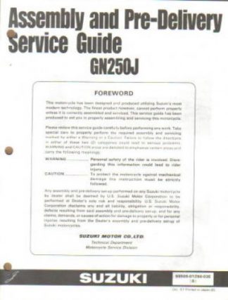 Used Official 1988 Suzuki GN125J Assembly Manual