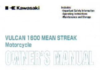 Official 2004-2008 Kawasaki VN1600B Vulcan Mean Streak Owners Manual