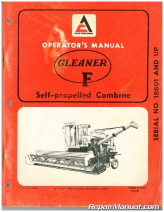 Allis Chalmers G Self Propelled Gleaner Combine Operators Manual before Se 17001 