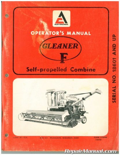Allis Chalmers Model K Self Propelled Gleaner Combine Operators Manual 12201 up 