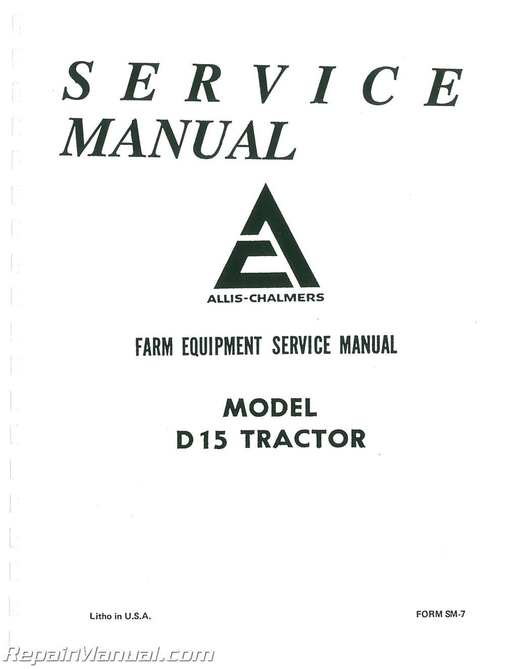 ALLIS CHALMERS D15 D-15 Series II 2 Operators Manual AC