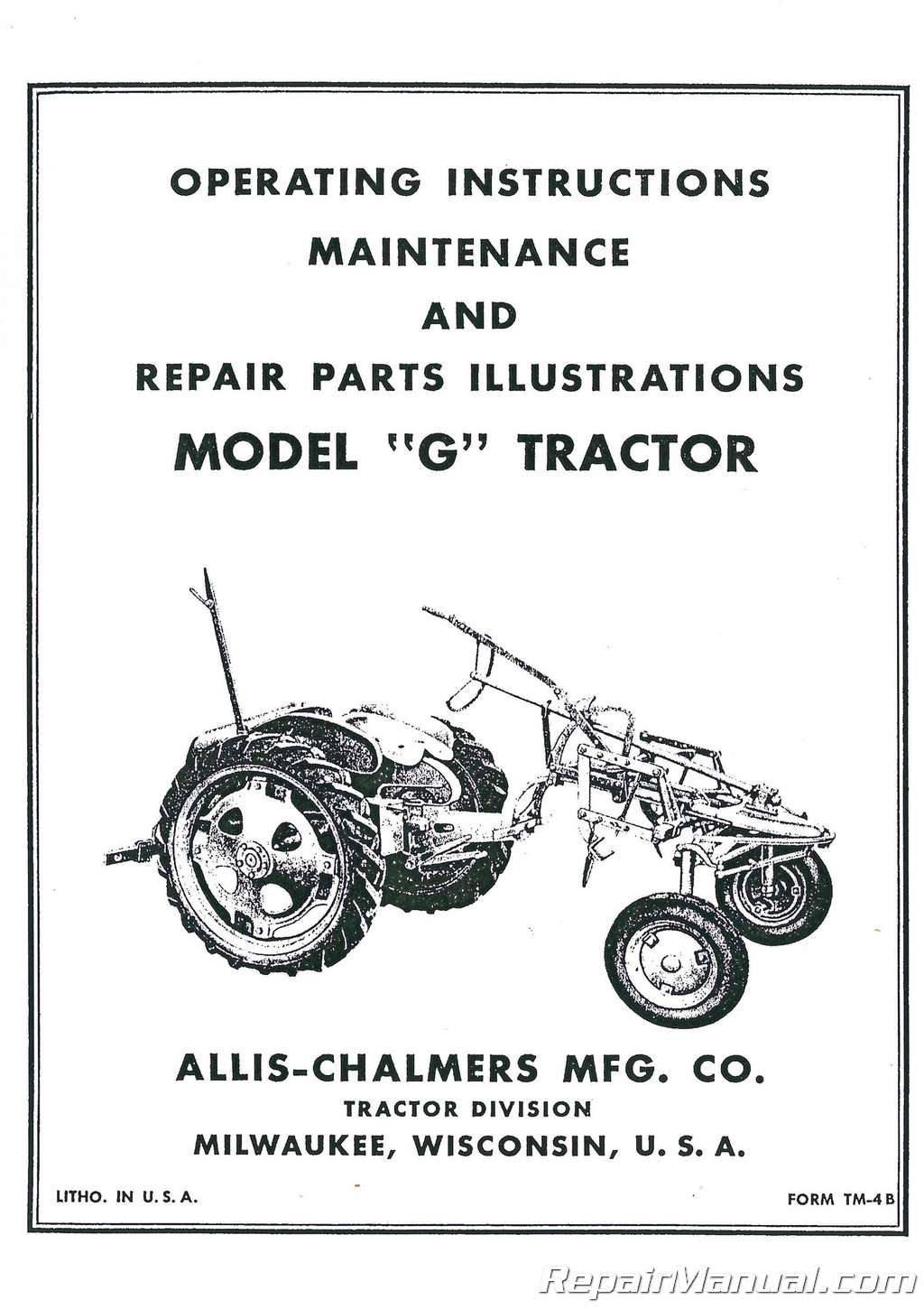 ALLIS CHALMERS HD6G TRACTOR Orig Operators Manual 1955 