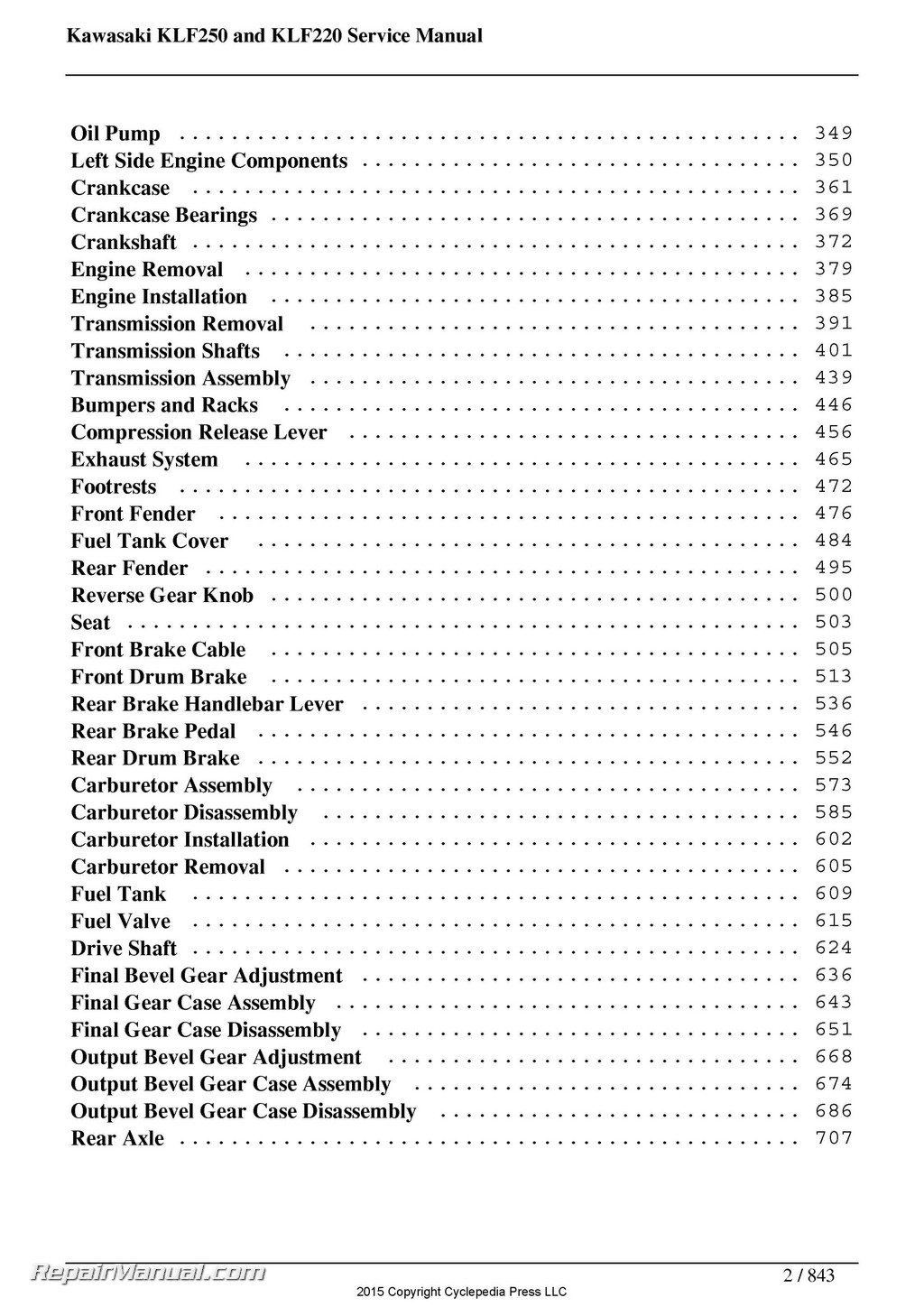 Kawasaki Bayou 250 Wiring Diagram from www.repairmanual.com