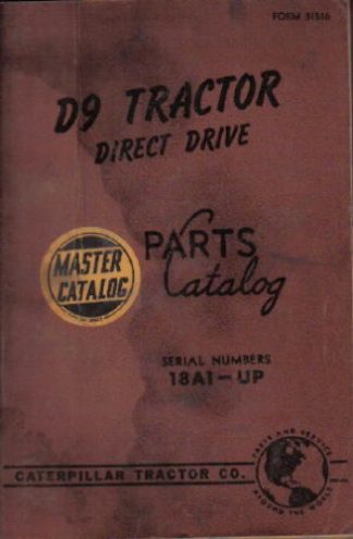 Used D9 Tractor Direct Drive Parts Manual
