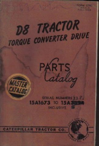 Used Caterpillar D8 Tractor Torque Converter Drive Parts Manual