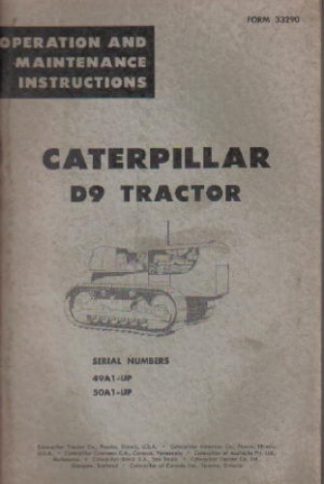 Used Caterpillar D9 Tractor Operators Maintenance Manual