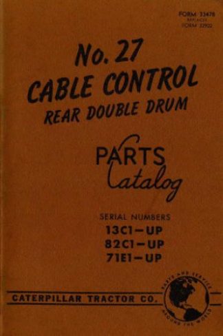 Used Caterpillar No 27 Cable Control Rear Double Drum Parts Manual