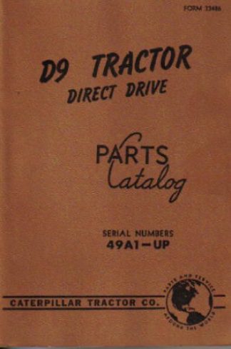 Used Caterpillar D9 Tractor Direct Drive Parts Manual