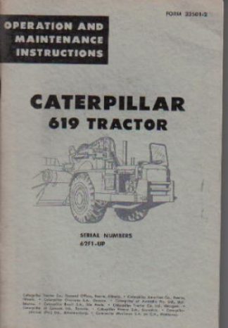Used Caterpillar 619 Tractor Operators Maintenance Manual
