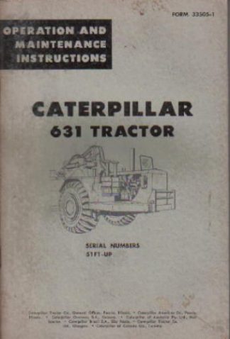 Used Caterpillar 631 Tractor Operators Manual