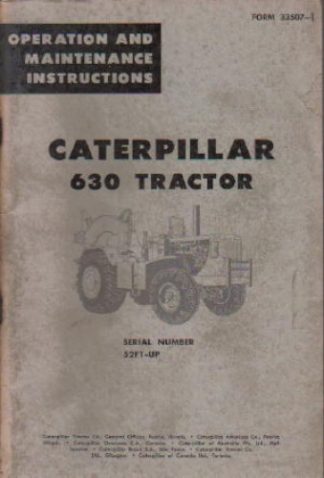 Used Caterpillar 630 Tractor Operators Manual