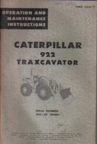 Caterpillar 922 Traxcavator Operators Manual