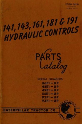 Used Caterpillar 141 143 161 181 and 191 Hydraulic Controls Parts Manual