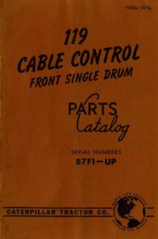 Used Caterpillar 119 Cable Control Front Single Drum Parts Manual