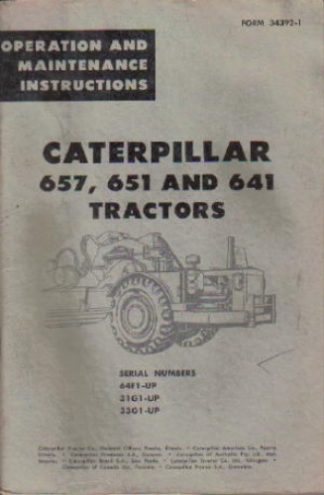 Used Caterpillar 641 651 657 Tractor Operators Manual