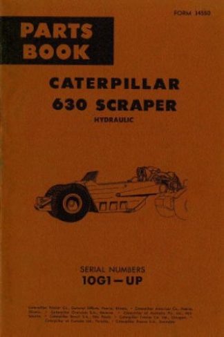 Used Caterpillar 630 Scraper Hydraulic Factory Parts Manual