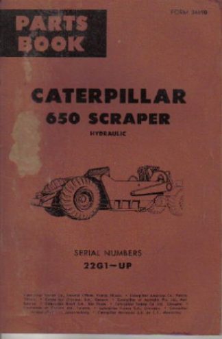 Used Caterpillar 650 Scraper Hydraulic Parts Manual