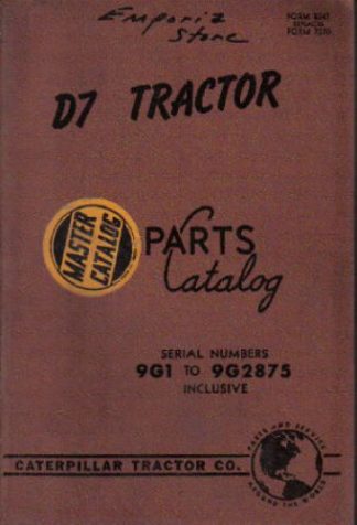 Used Caterpillar D7 Tractor Grader Parts Manual