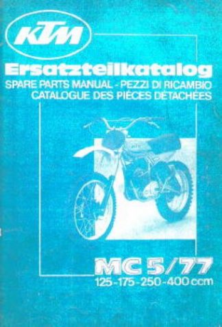 Official 1977 KTM MC5 125 175 250 400 Chassis Spare Parts Manual