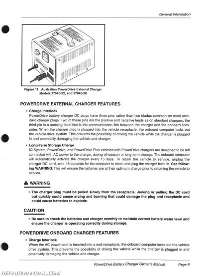 Club Car Domestic Export European PowerDrive Battery Charger Owners Manual