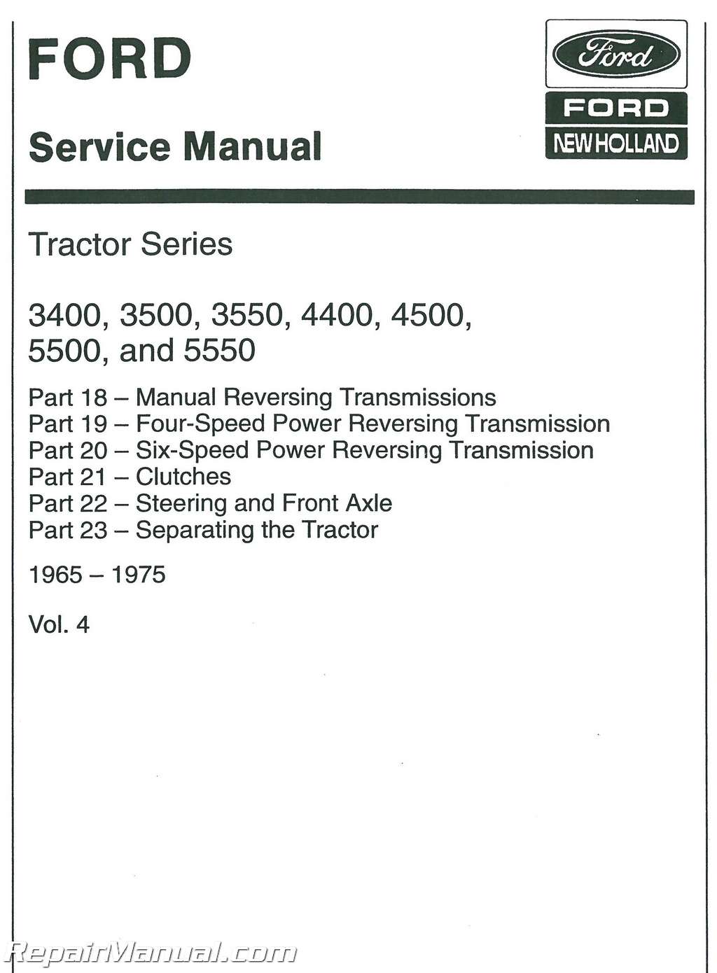 Ford Tractor Operators Manual 3400 3500 3550 4400 4500 FO-O-34,3500 