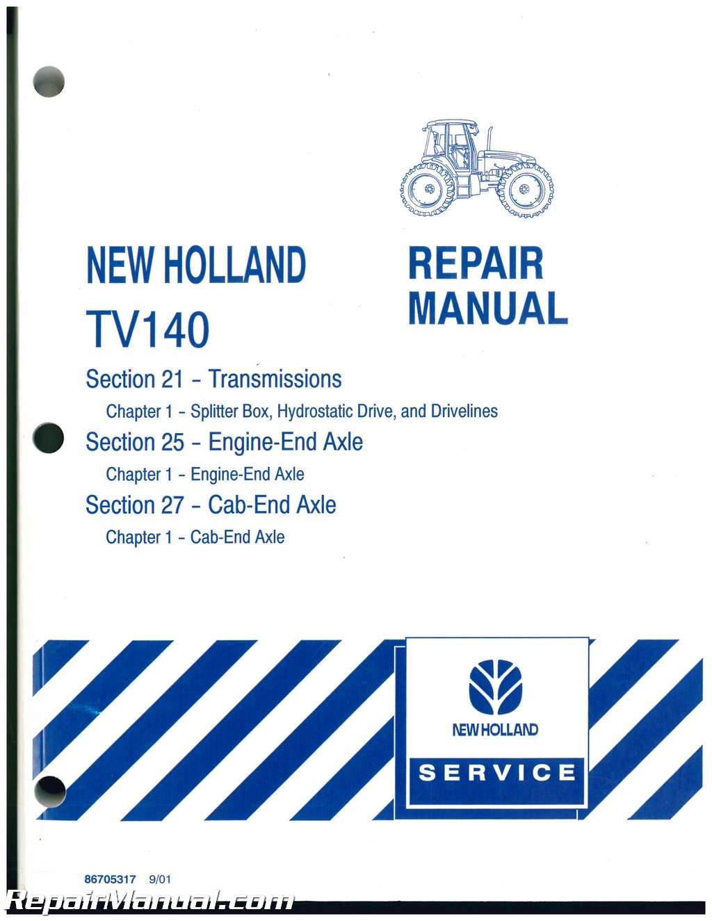 Ford New Holland TV140 Bidirectional 4WD Diesel Tractor Service Manual