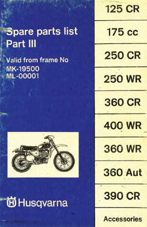 Husqvarna 1975-1977 125 175 250 360 390 400 Spare Parts Manual