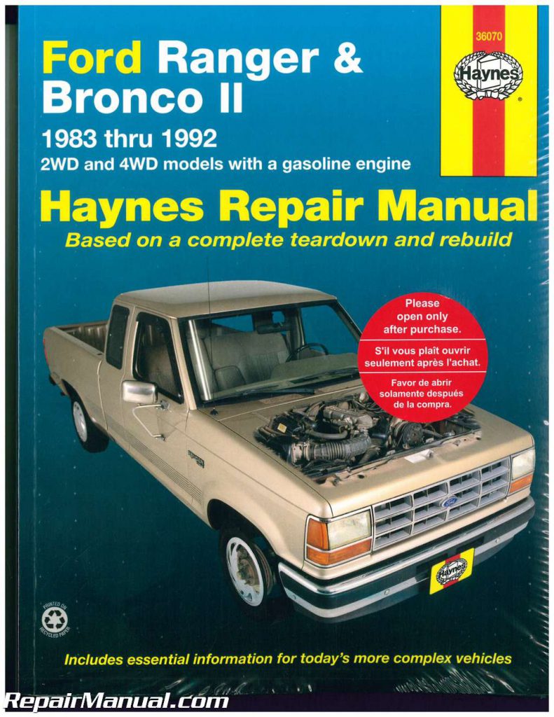 Ford Ranger Pickup Trucks and Bronco II 19831992 Haynes Truck Repair