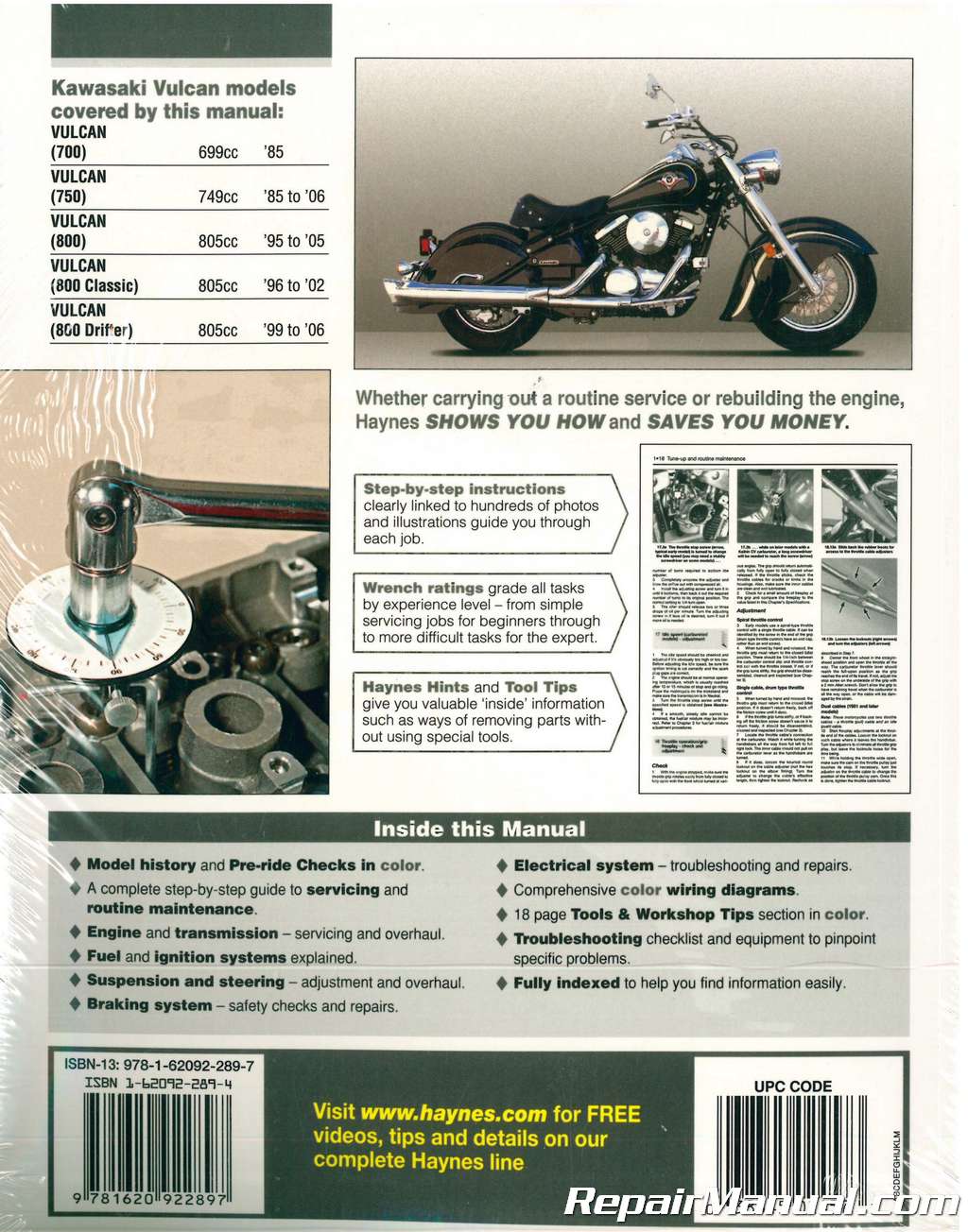 Haynes Kawasaki Vulcan 700 750 800 1985-2006 Service Manual