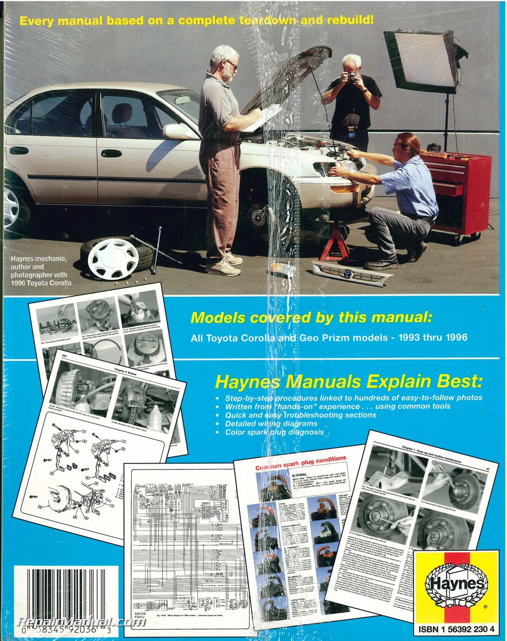 Haynes Toyota Corolla Geo Chevrolet Prism 1993 1996 Auto Repair Manual