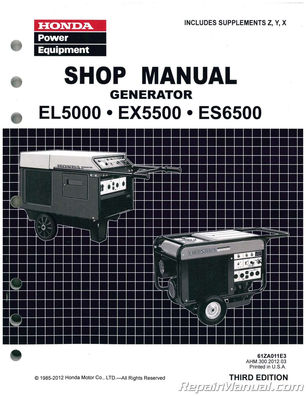 Honda EL5000 ES6500 EX5500 Generator Shop Manual