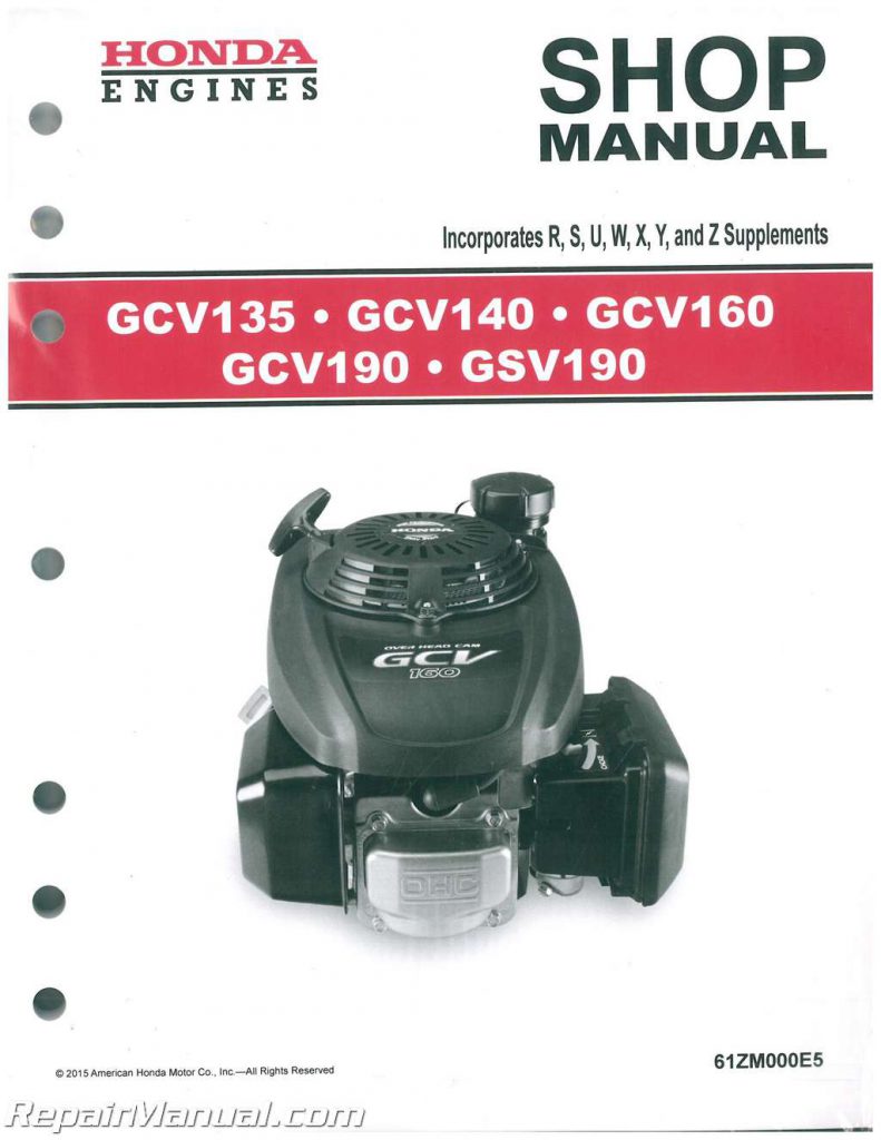 Honda GCV135 GCV160 GCV190 And GSV190 Engine Shop Manual