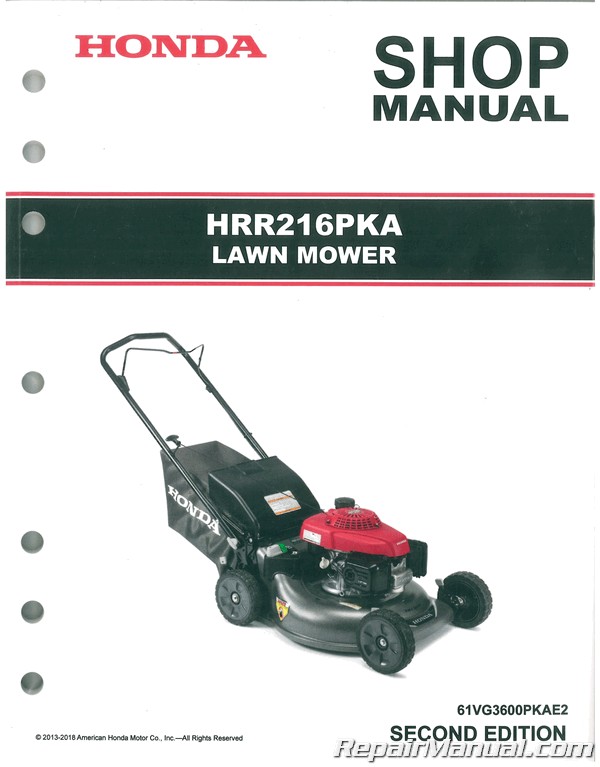 Honda HRR216PKA K8 K9 Lawn Mower Shop Manual