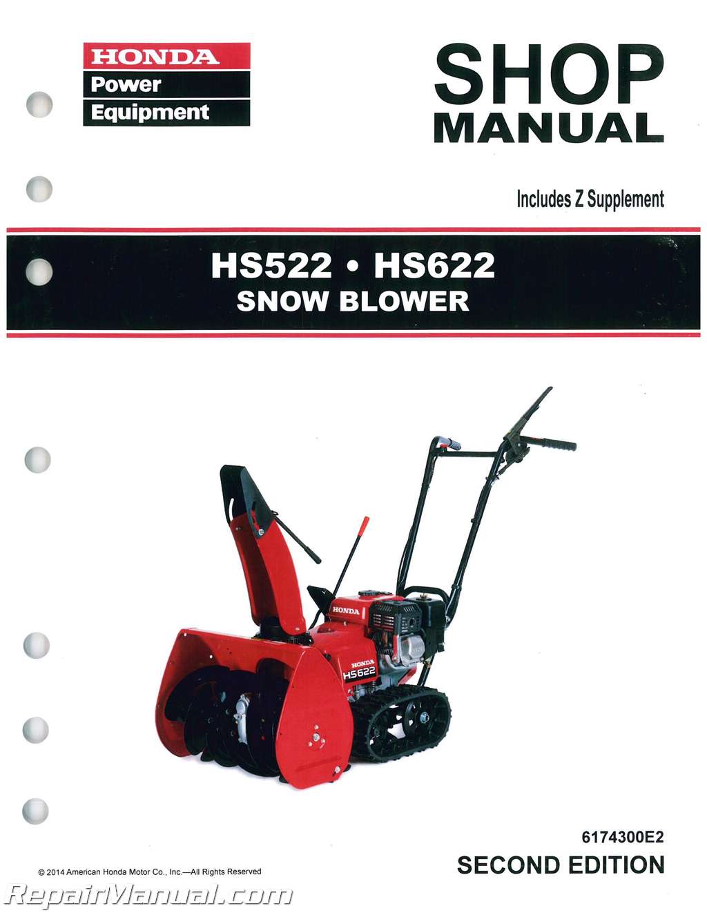 Honda HS522/HS622 Snowblower Shop Manual