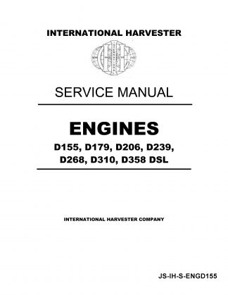 Taller de mano libro motivo motores para IHC tractor motor diesel d239 